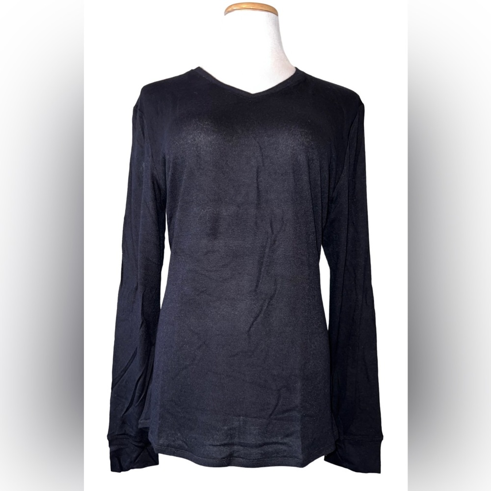 Cuddl Duds Chill Chasers Knitted Warmth Long Sleeve V-Neck Top CD8587 Black